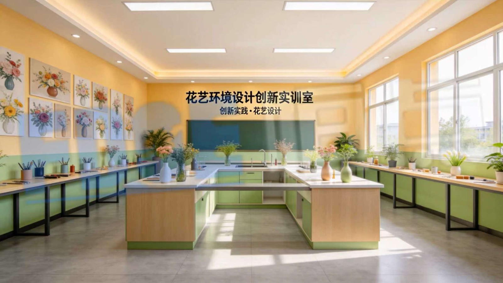 花艺环境设计“AI+虚拟仿真”创新实训室，以特色架构建设未来实训中心