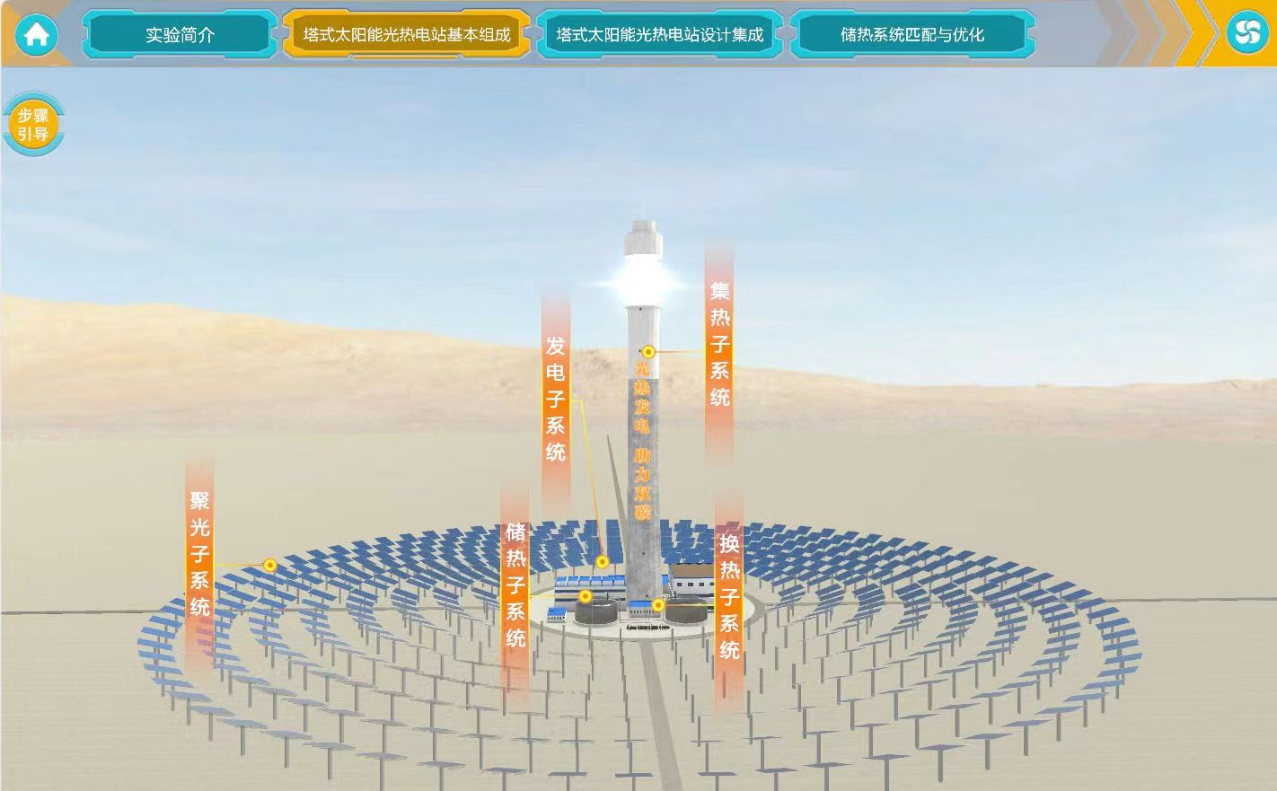 塔式太阳能光热电站基本组成虚拟仿真实验 塔式太阳能光热电站基本组成虚拟仿真实验