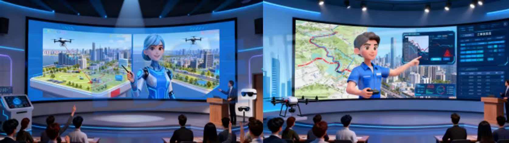 教师主讲，AI辅助示意图