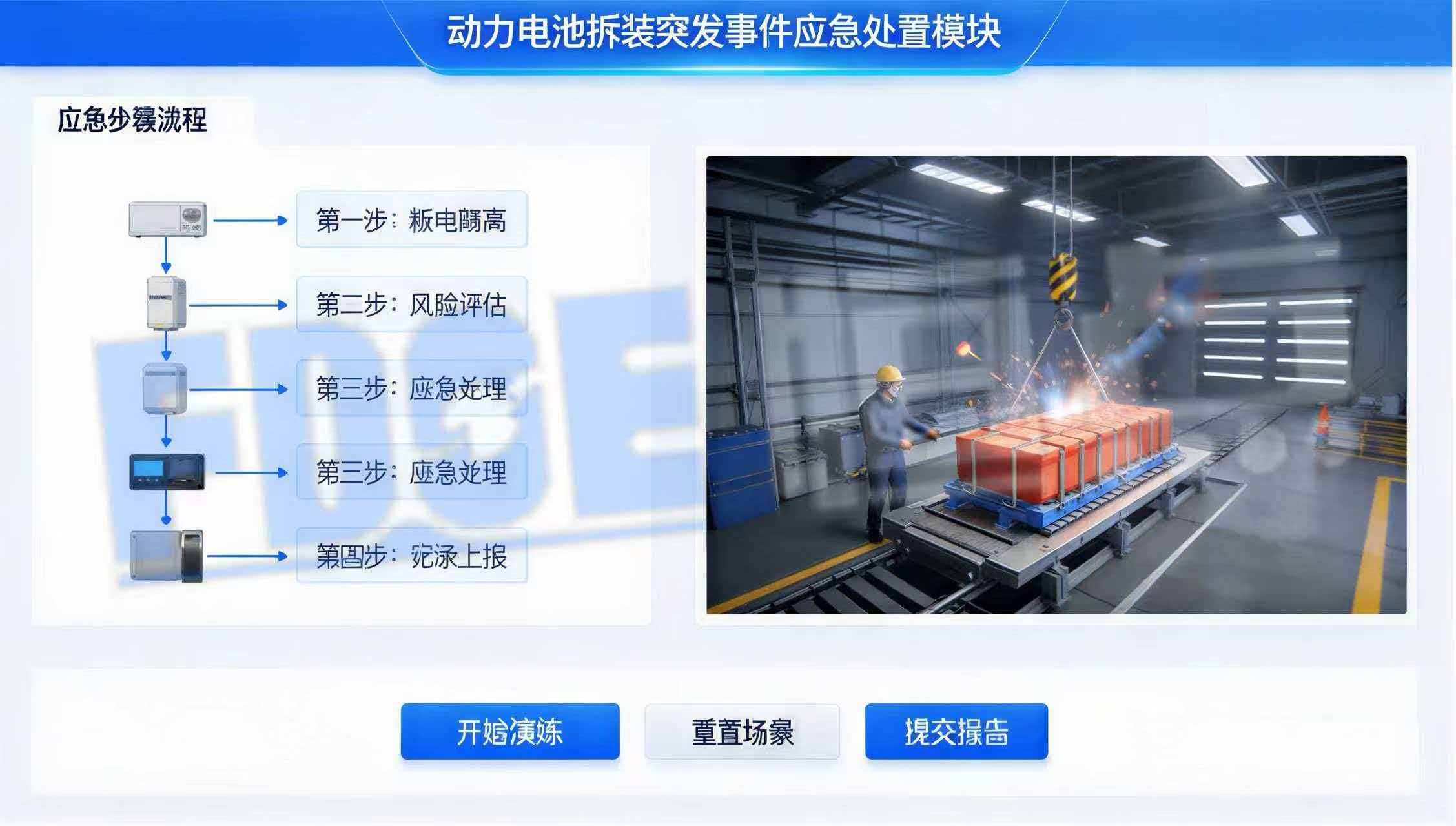 动力电池拆装突发事件应急处置模块