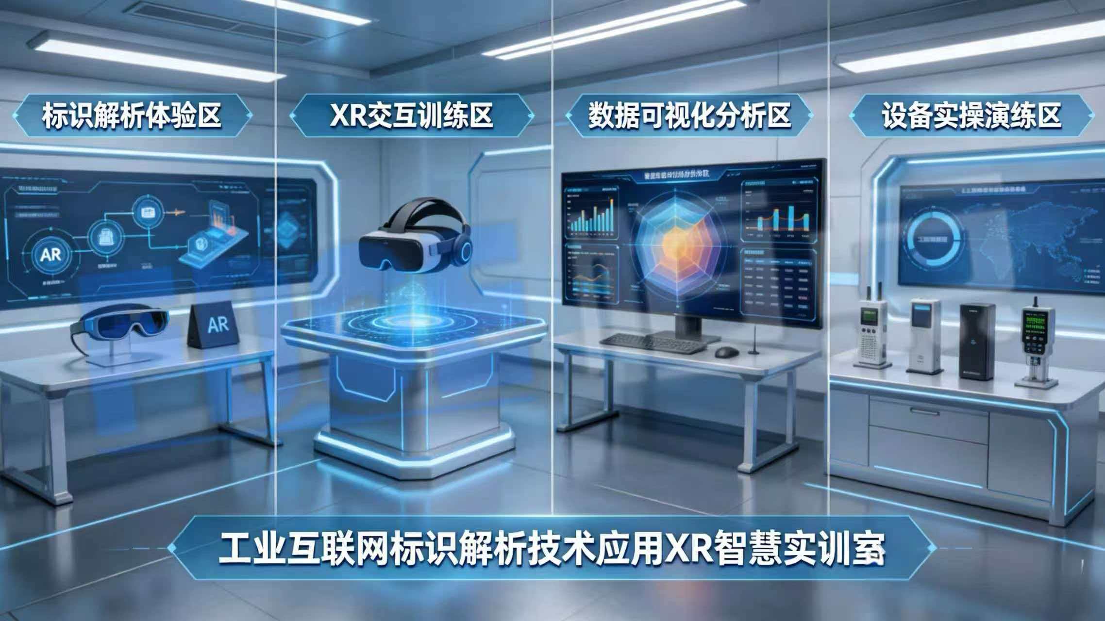工业互联网标识解析技术应用XR智慧实训室四大功能区域