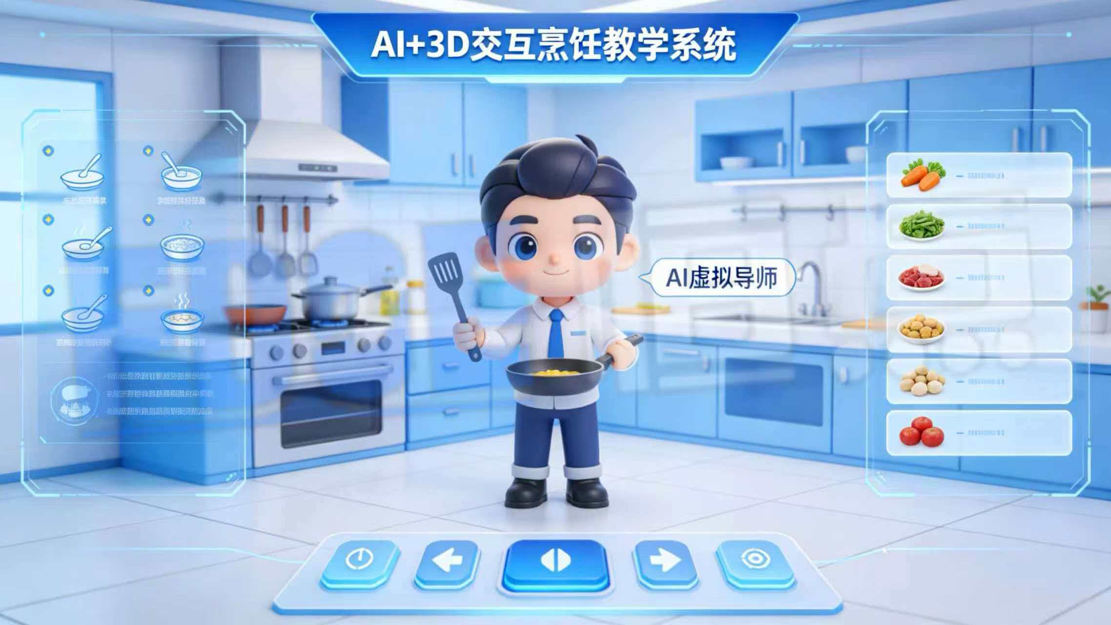 AI+3D交互烹饪教学系统融合AI虚拟导师